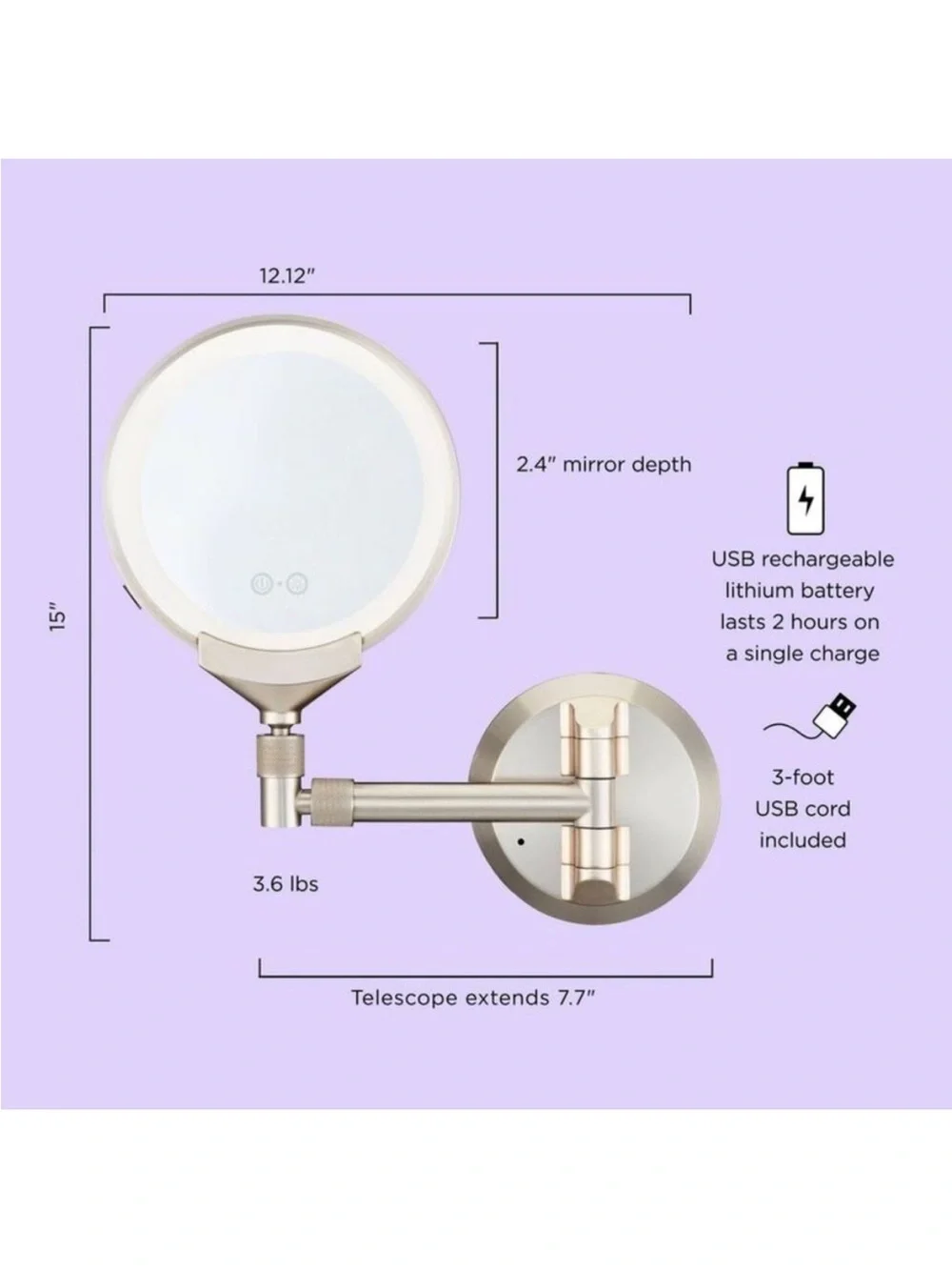CONAIR | Touch LED Wall-Mount Magnifying Makeup Mirror in Silver